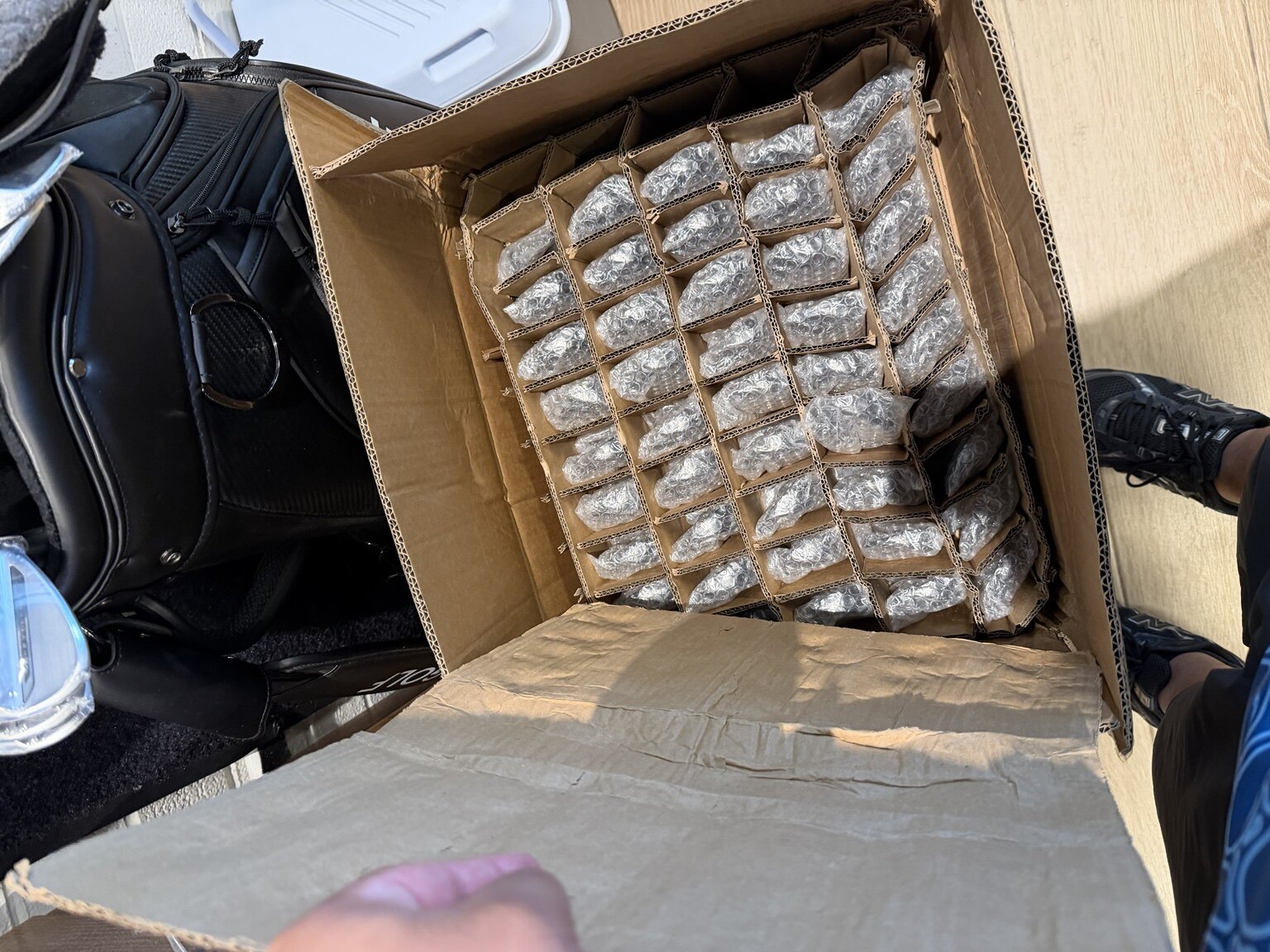 Ferro iron heads individually protected in their shipping carton after arriving in Hawaii