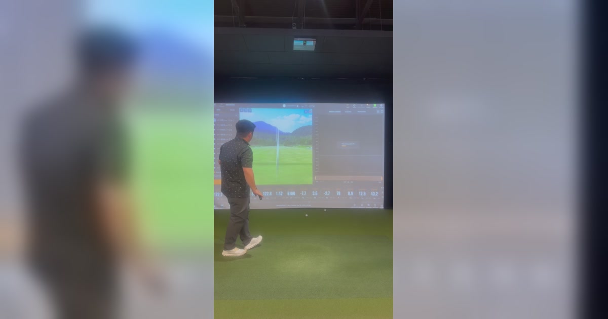 Ferro staff member testing a newly built iron on TrackMan in Hawaii