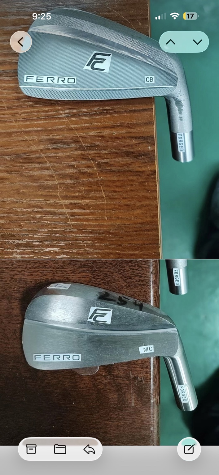 Raw Ferro CB and MC prototype iron heads during early development